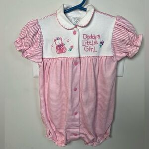 Koalababy Daddy’s Little Girl Embroidered Pink & White Striped Baby Romper 6-9 M